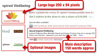 Small Logo 40 x 40 pixels; Short Description 10 - 15 words